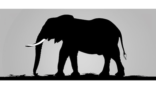 Photo silhouette of an elephant on a gray background perfect for nature wildlife and safari designs