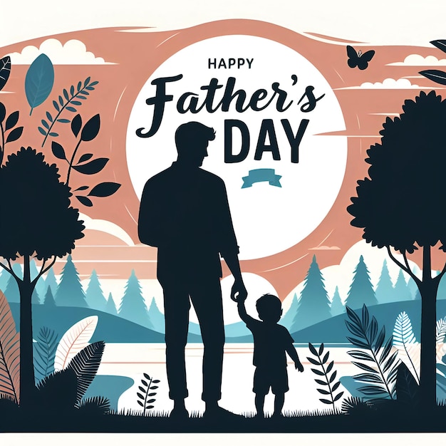 silhouette of father and children holding hands Fatherhood and childhood concept Generated by AI