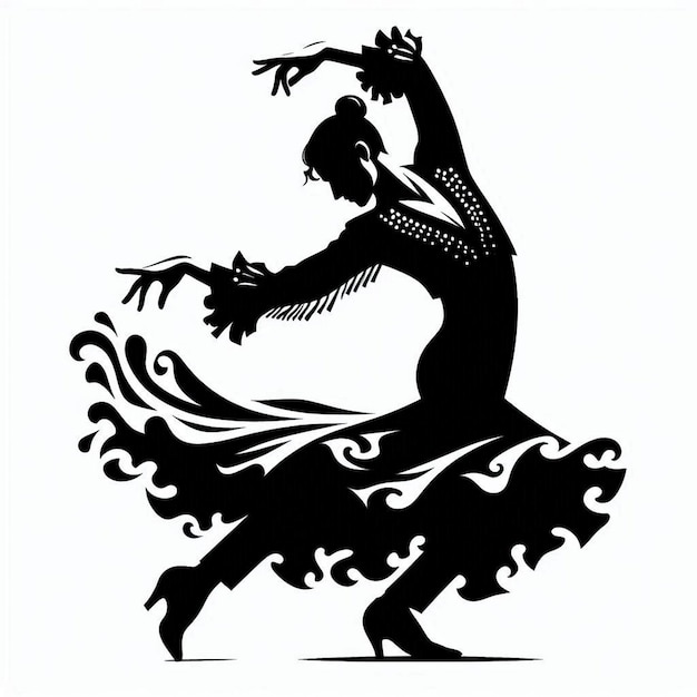 Photo silhouette of a flamenco dancer in motion