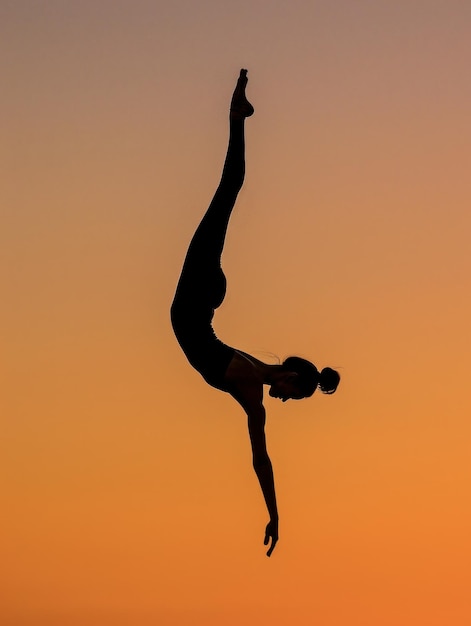 Photo silhouette of a graceful ballerina stretching