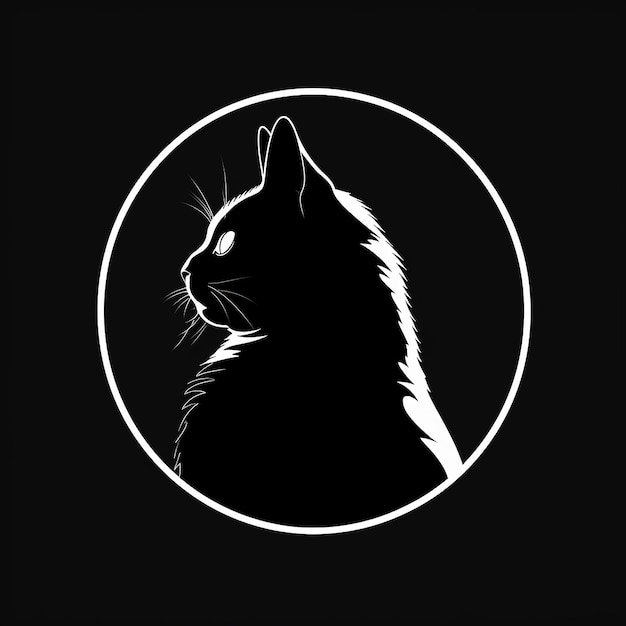 Photo silhouette illustration of a cat