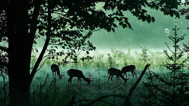 Photo silhouette image of wild animals in the forest