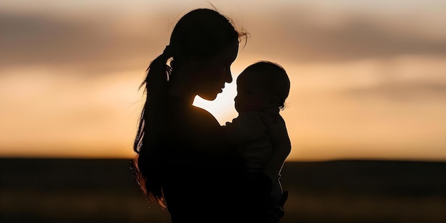 Silhouette of Indigenous American mom holding baby with postpartum depression awareness Concept Silhouette Art Indigenous American Culture Motherhood Postpartum Depression Awareness Campaign