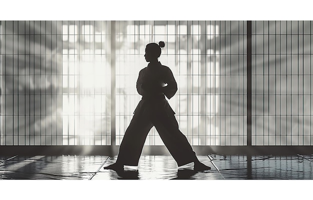 Photo silhouette of a karate fighter martial arts silhouette