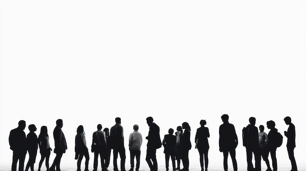 Photo silhouette of a large group of people facing a bright light