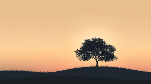 Photo silhouette of a lone tree against a sunset sky