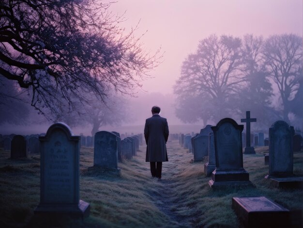 silhouette of a man in a cemetery silhouette of a man in a cemetery