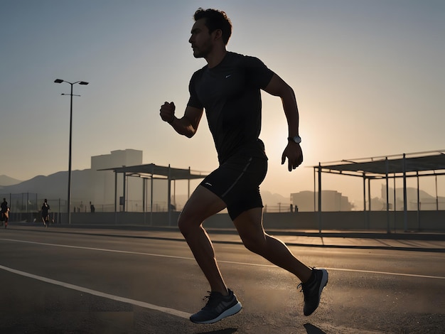 Silhouette of man running