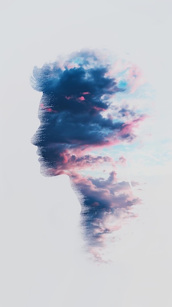 Photo silhouette of a man with clouds