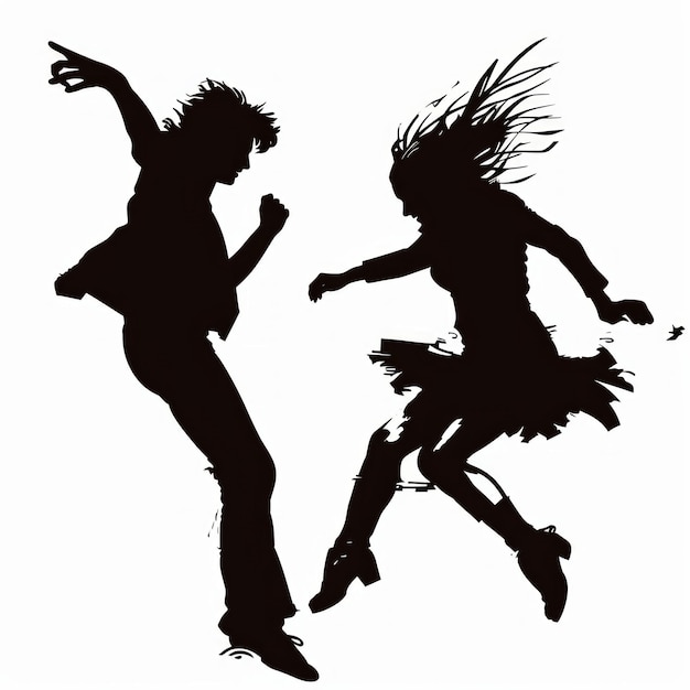 Photo silhouette of a man and a woman dancing