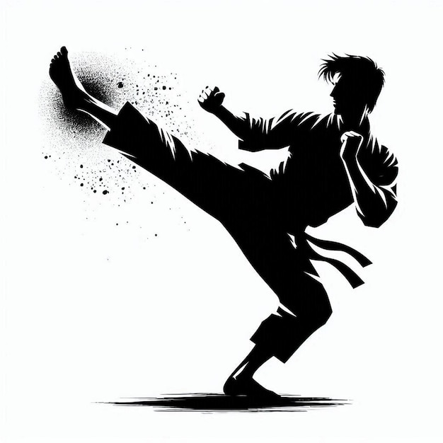 Photo silhouette of a martial artist in action