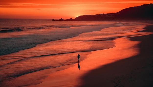 Silhouette of men and women walking at dusk generated by AI