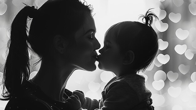 Photo silhouette of a mom and a baby