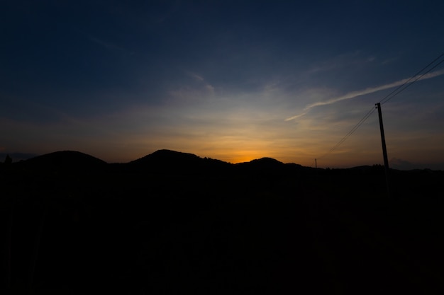 Silhouette Mountain after sunset