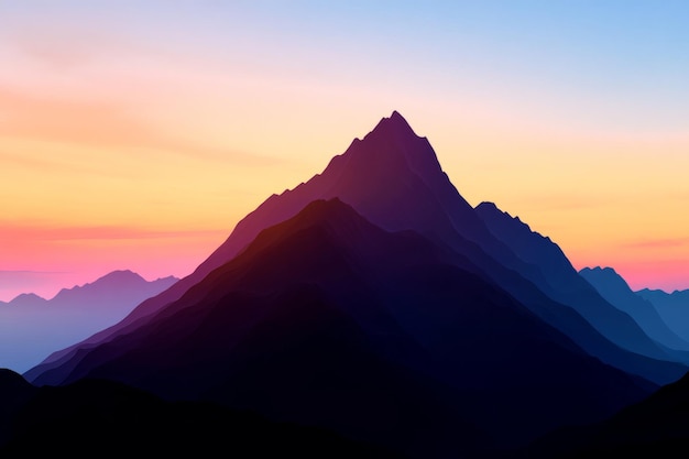 Silhouette of a mountain peak at dawn