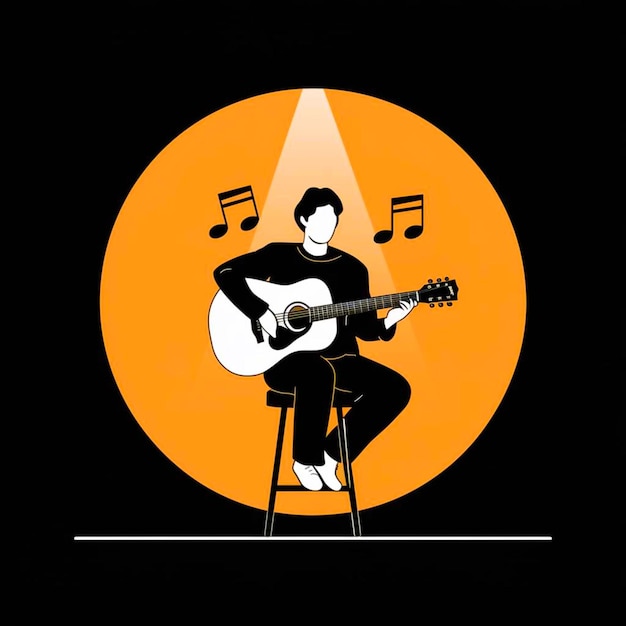 Silhouette of a Musician Playing Acoustic Guitar on Stage