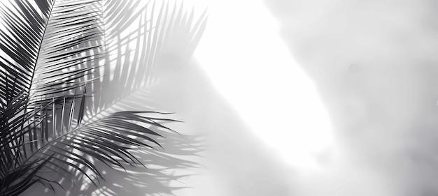 Silhouette of palm leaves on white background with copy space Generative AI illustrations