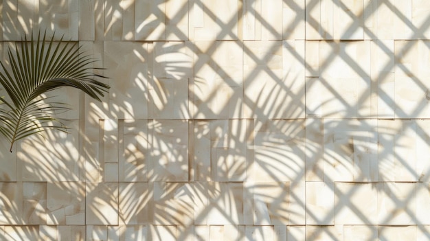 Photo the silhouette of a palm tree casts a delicate pattern on the white wall