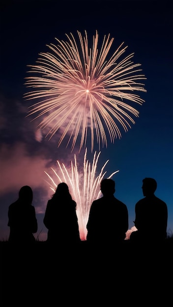 Photo silhouette of people looking at firework