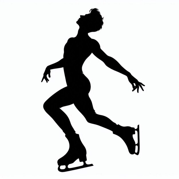 Photo silhouette of a person ice skating with graceful posture