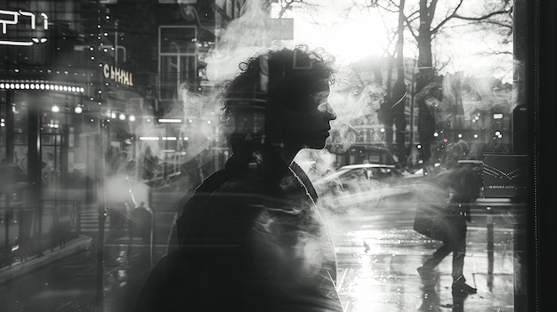 Photo silhouette of a person in smoke