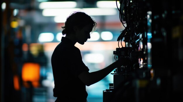 Photo silhouette of a person working with a camera in a studio setting