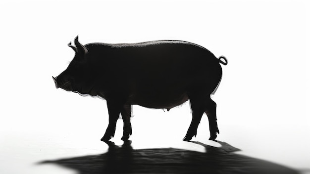 A silhouette of a pig standing on a table suitable for various projects