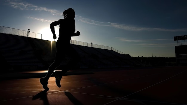 Silhouette of runner at track running