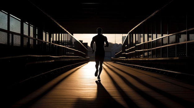 Silhouette of runner at track running