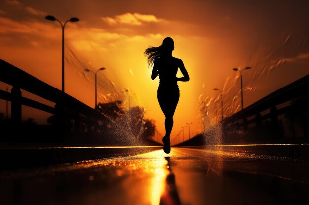 Silhouette a running woman