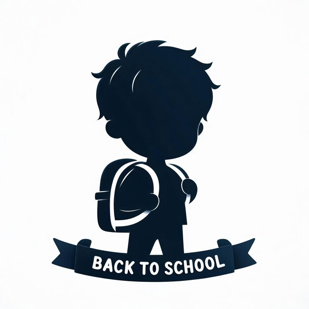 Photo silhouette school kids cute smiling and white background text back to school social media post template