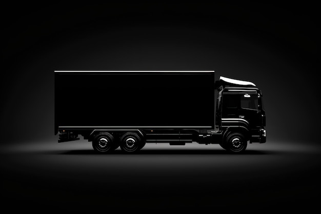 Photo silhouette of a semitruck against a dark background