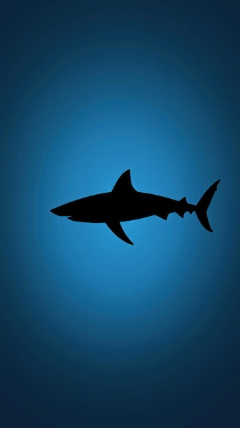 Silhouette of a Shark in Deep Blue Water