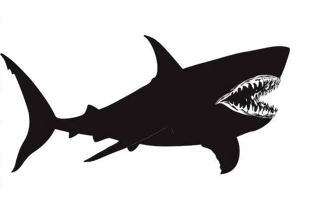 Silhouette of a shark showcasing sharp teeth and streamlined body