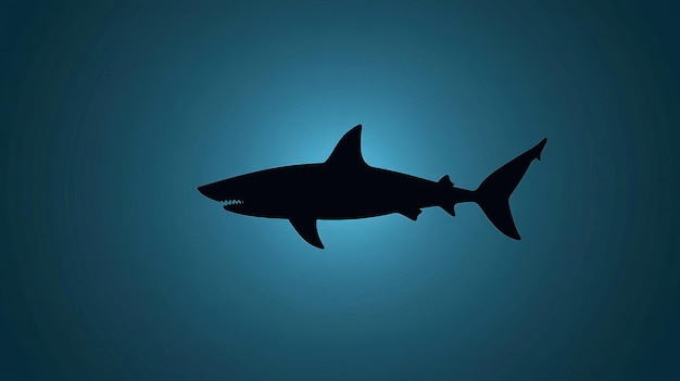 Silhouette of a Shark Swimming in Deep Blue Water