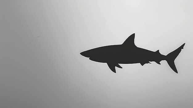 Silhouette of shark swimming in monochrome background