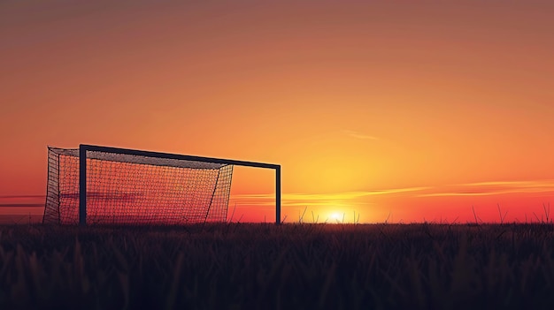 Photo silhouette of a soccer goal in a field at sunset