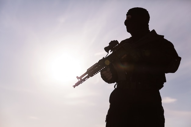 Silhouette of soldier