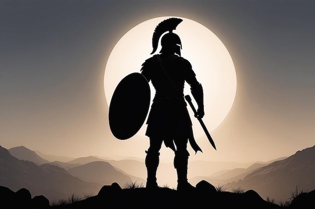 Photo silhouette of a spartan warrior