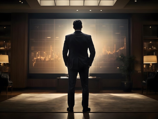 A silhouette of a successful businessman