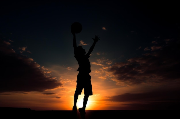 Silhouette of a Teen Boy shooting a Basketball