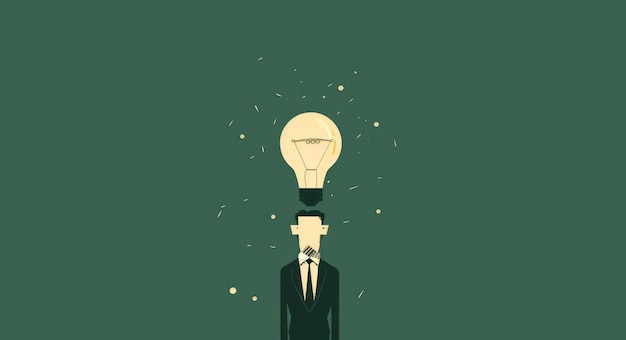 Photo silhouette of a thinker with a bright light bulb idea generative ai