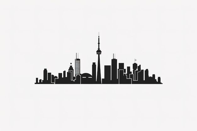 Silhouette of Toronto skyline with iconic CN Tower