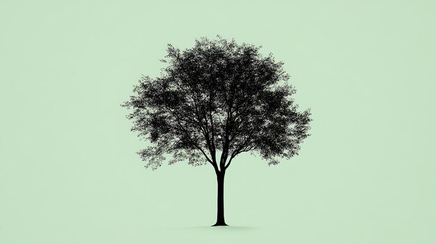 Photo silhouette of a tree against a light green background