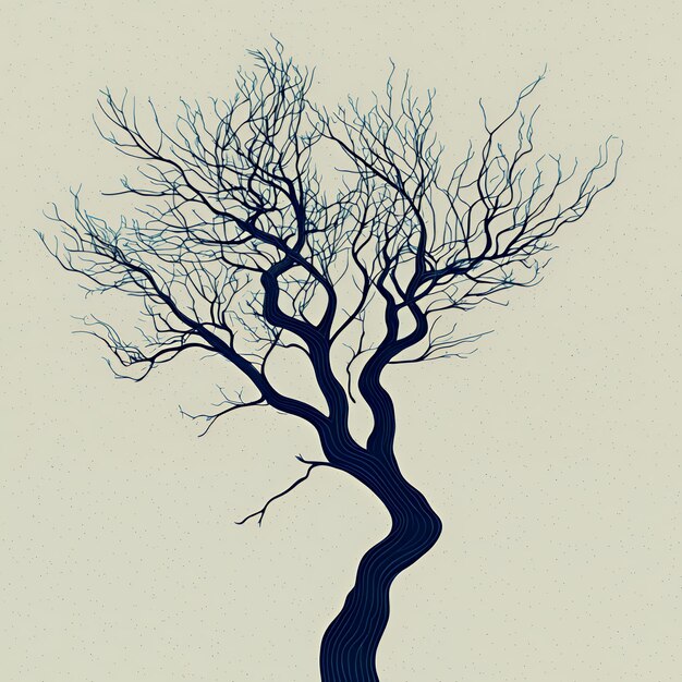 Photo silhouette of a tree with twisted branches