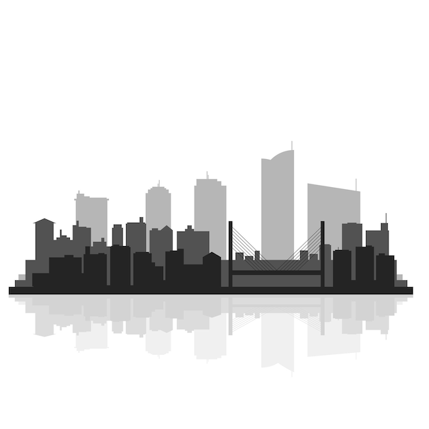 Silhouette urban multicolored skyline illustration