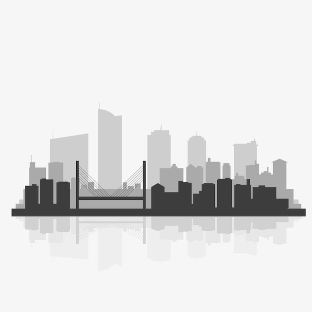 Silhouette urban multicolored skyline illustration