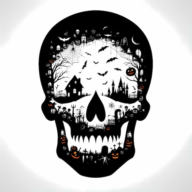 Photo silhouette vector art of halloween skull