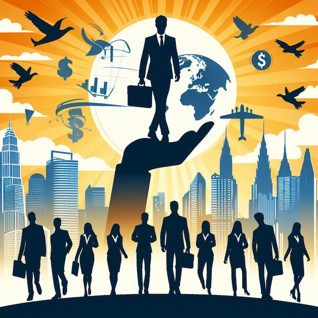 silhouette vector illustration of business people