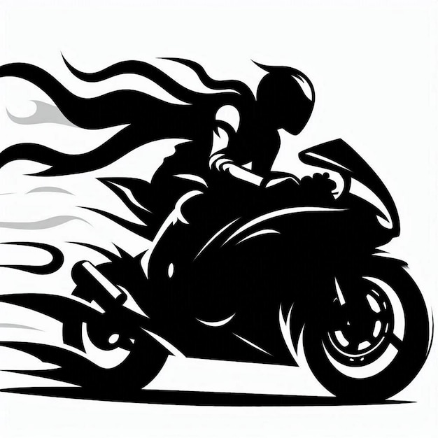 Photo a silhouette vector of a person riding a motorcycle